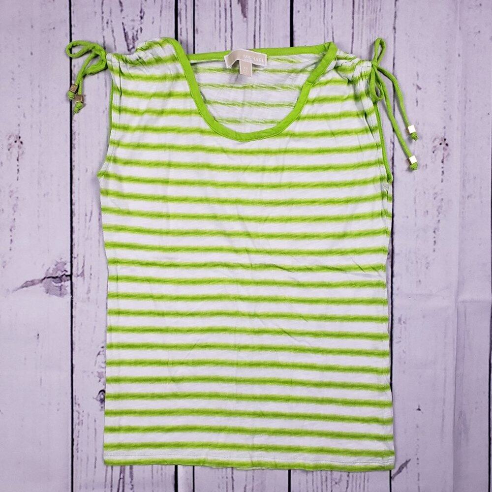 Michael Michael Kors Green Striped Sleeveless Tie Shoulder Top Women's Size XS